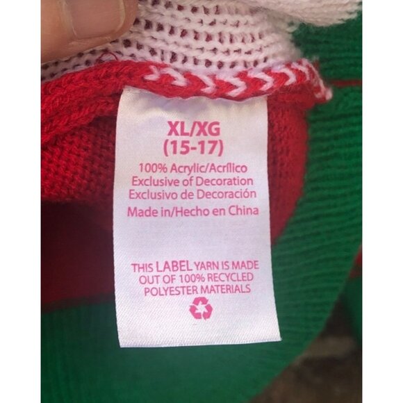 Too Cute To Be Naughty Reindeer Ugly Christmas Sweater XL Red Green White - Picture 3 of 6